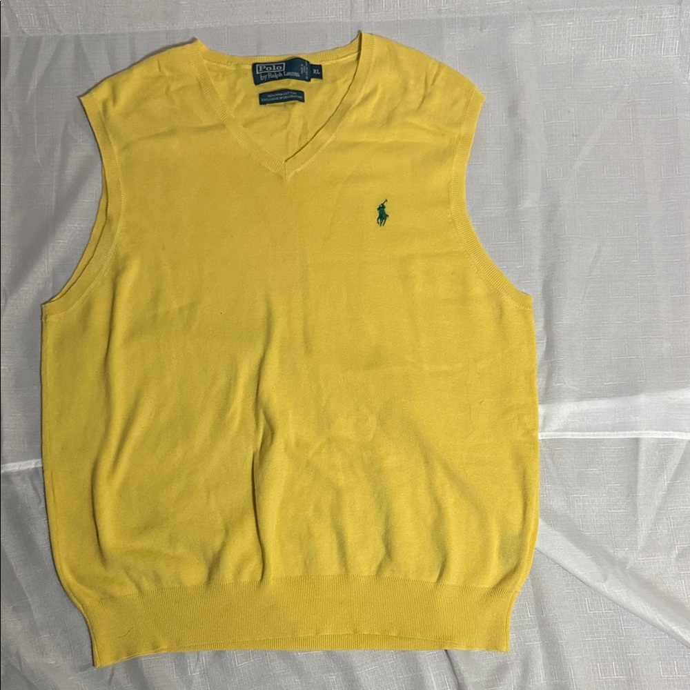 Polo by Ralph Lauren Men's V-Neck Sweater Vest in Yellow